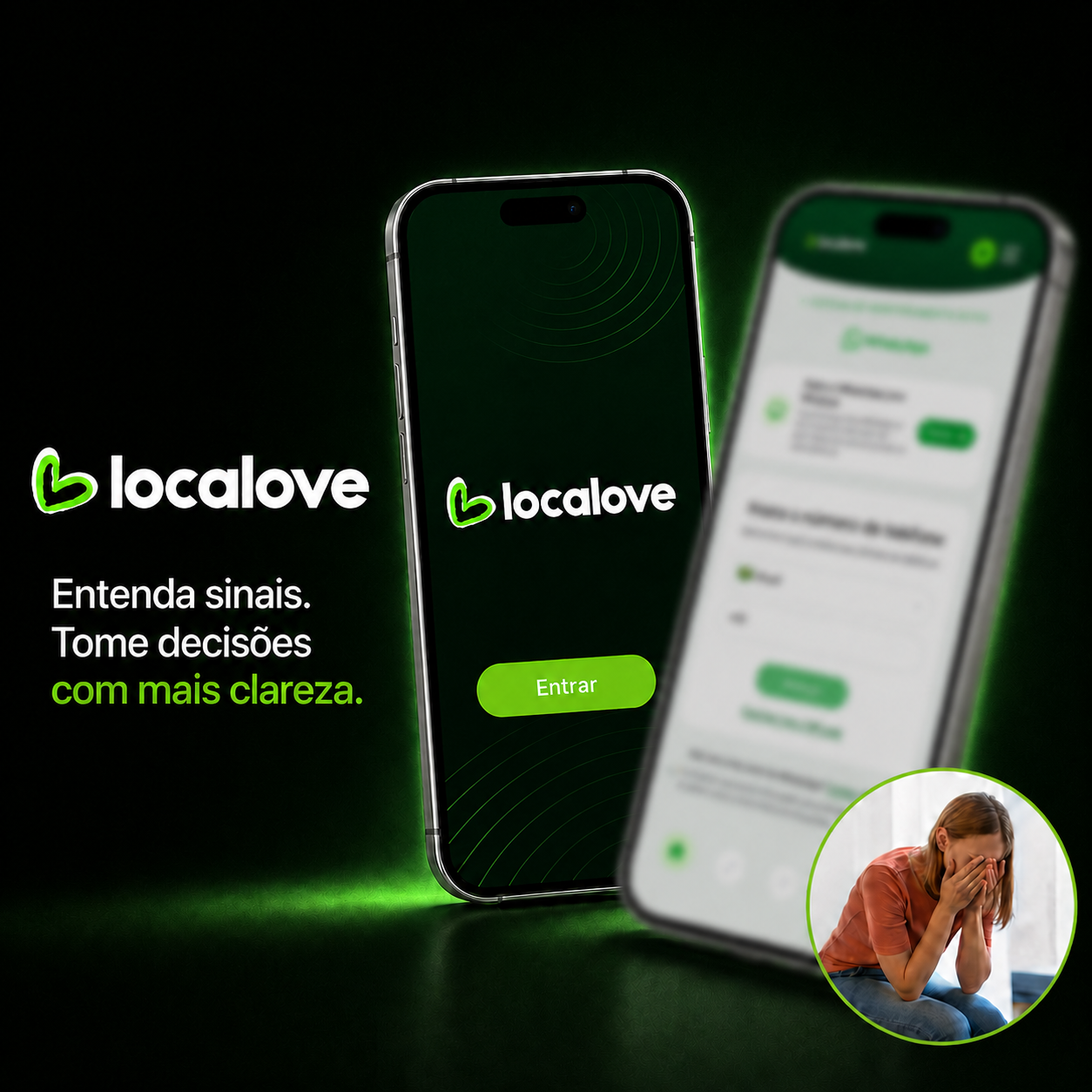 Simulação da aplicação Localove a mostrar o WhatsApp monitorizado